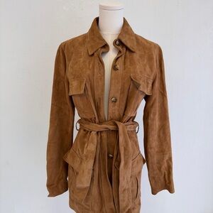 Vintage Casual Corner Women's Tan camel Suede Jacket trench small